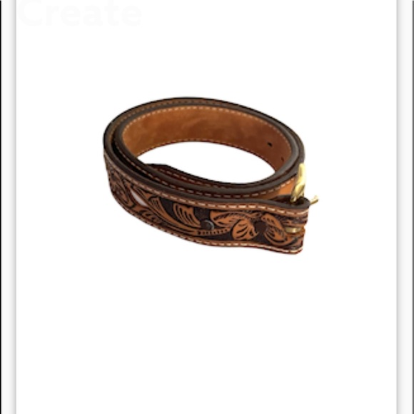 NOCONA CO Mexican floral embossed leather belt tan brown size 30